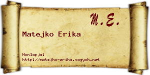 Matejko Erika névjegykártya